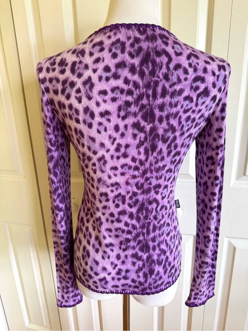 MOSCHINO Jeans Purple Leopard Print Cardigan 6/42 - Picture 2 of 5